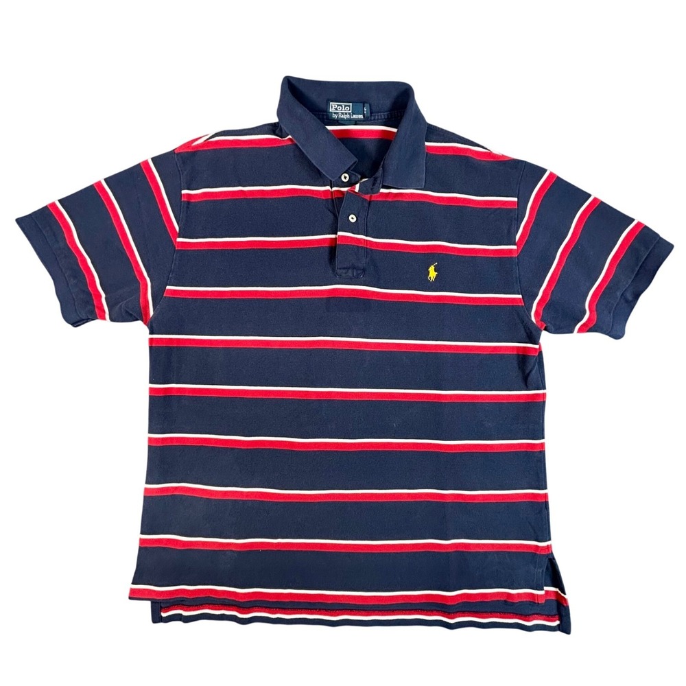 Polo Ralph Lauren Men's XLB Big Navy Red White Striped Polo Shirt Classic Preppy